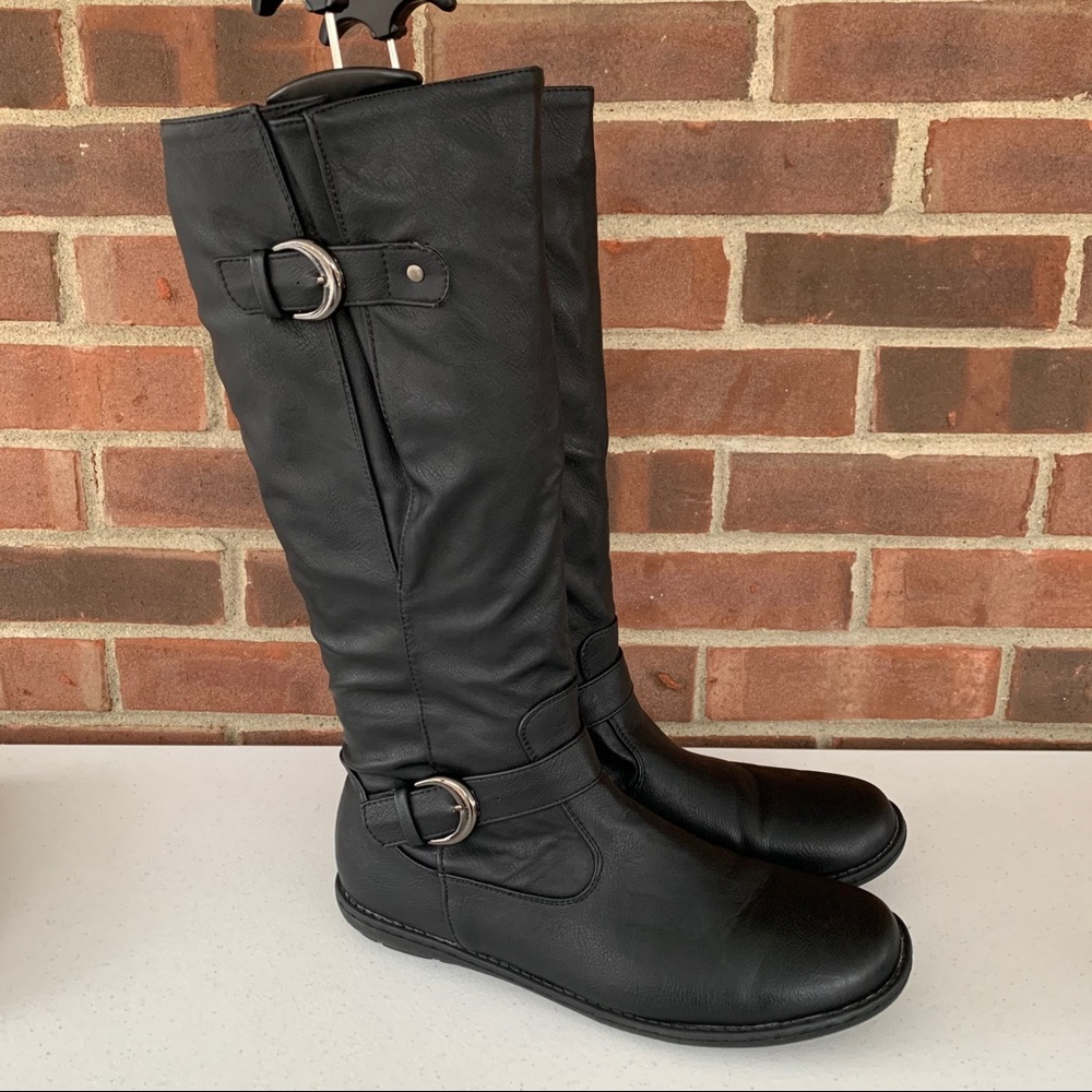 Dream Pairs black knee high riding boots flat heel